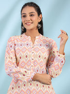 Juniper Women's The Crafted Geometrics Ivory Geometric Printed Rayon Tunic