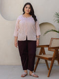 Juniper Women's The Mishri Nude Floral Printed & Gathered Rayon Plus Size Tunic