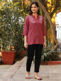 Juniper Women's Onion Pink Modal Rayon Embroidered Tunic