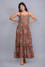 Juniper Multi Colored Cotton Ethnic Motif Maxi Dress with Shrug - Distacart
