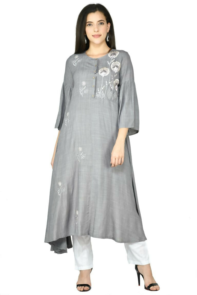 Joban Fashion Grey Cotton Rayon Kurta Set