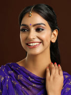 Ruby Raang Green Double Teardrop Kundan Maang Tikka with Meenakari - Distacart
