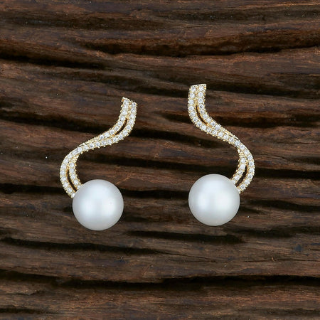 Joban Fashion Women Brass Golden White Ad Earrings