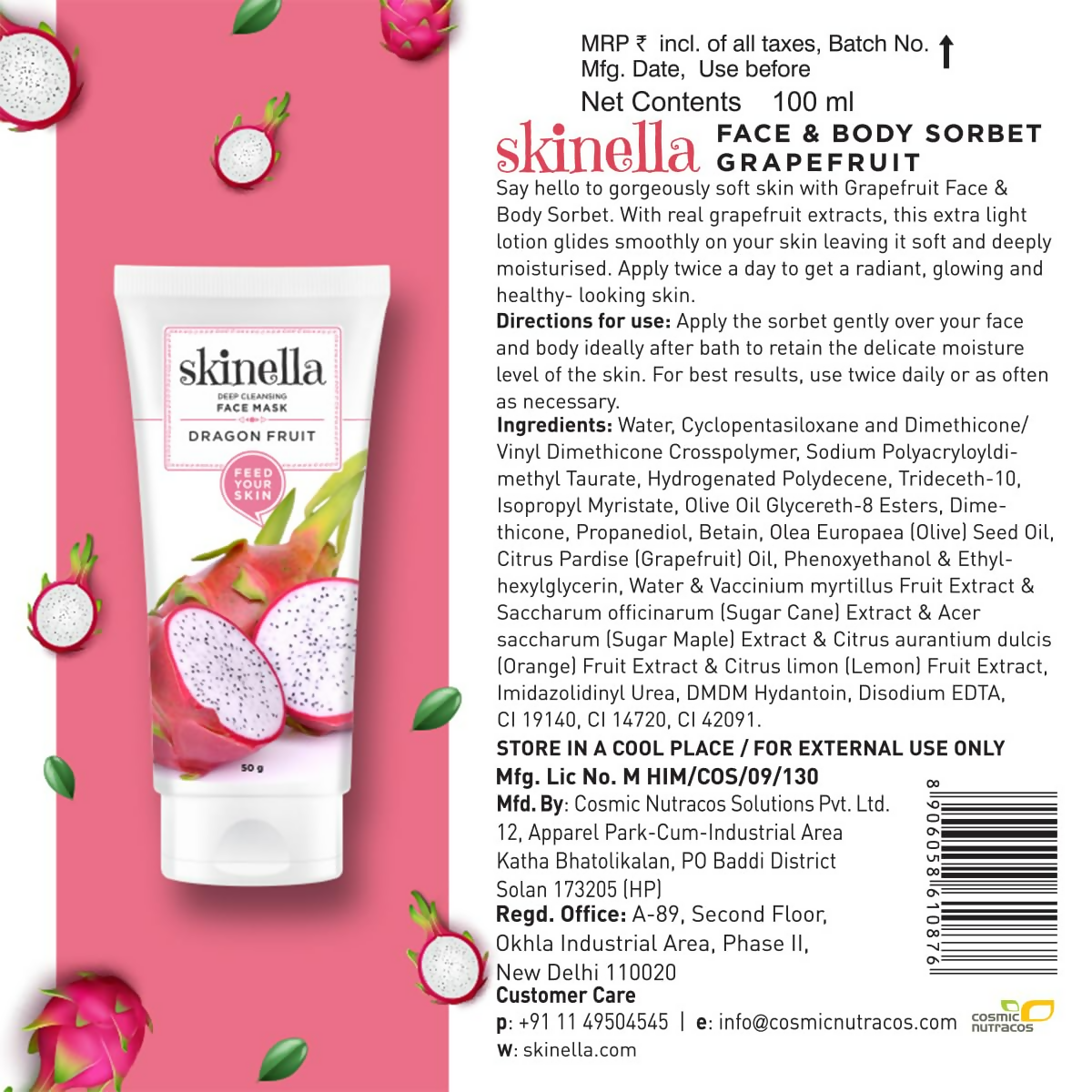 Skinella Dragon Fruit Instaglow Paste Face Mask