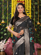 Shree Shyam Fashion Linen Cotton Black Saree - Distacart