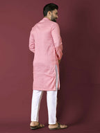 Anaita Pink Solid Soft Jacquard Silk Straight Kurta