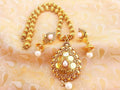 White Kemp Lakshmi Kasu Beaded Necklace Set