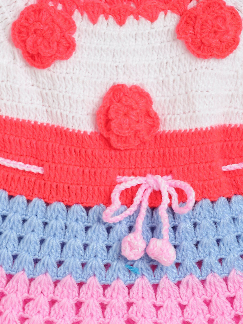 ChutPut Hand knitted Crochet Rainbow Wool Dress For Baby Girls - Multi