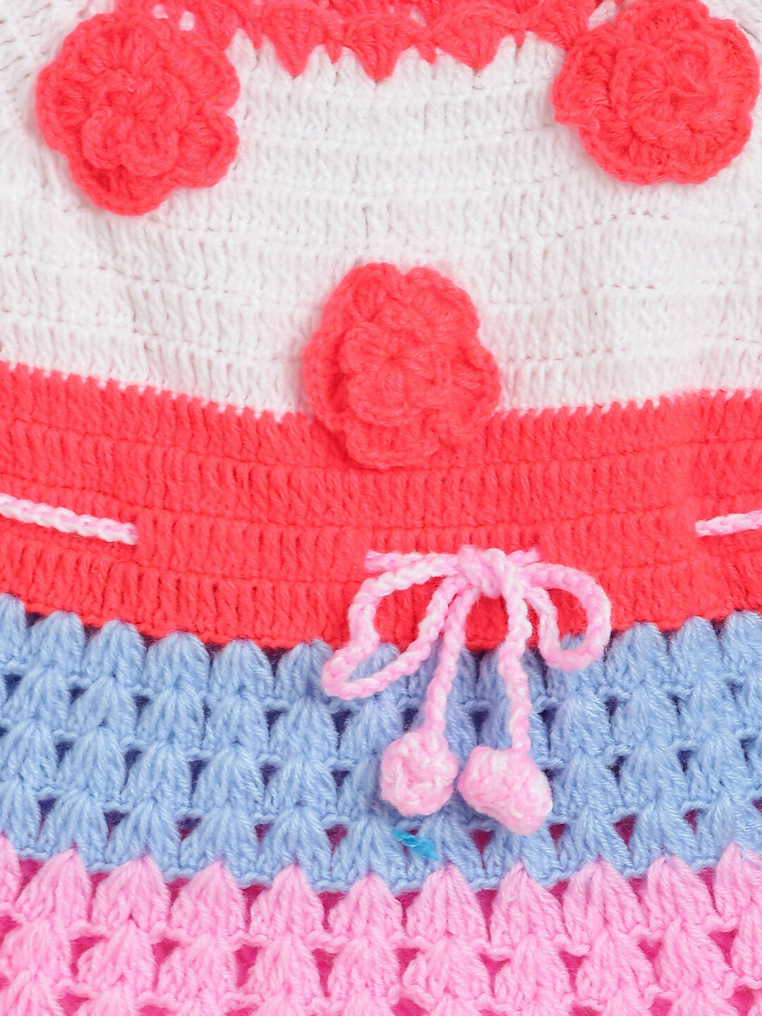 ChutPut Hand knitted Crochet Rainbow Wool Dress For Baby Girls - Multi