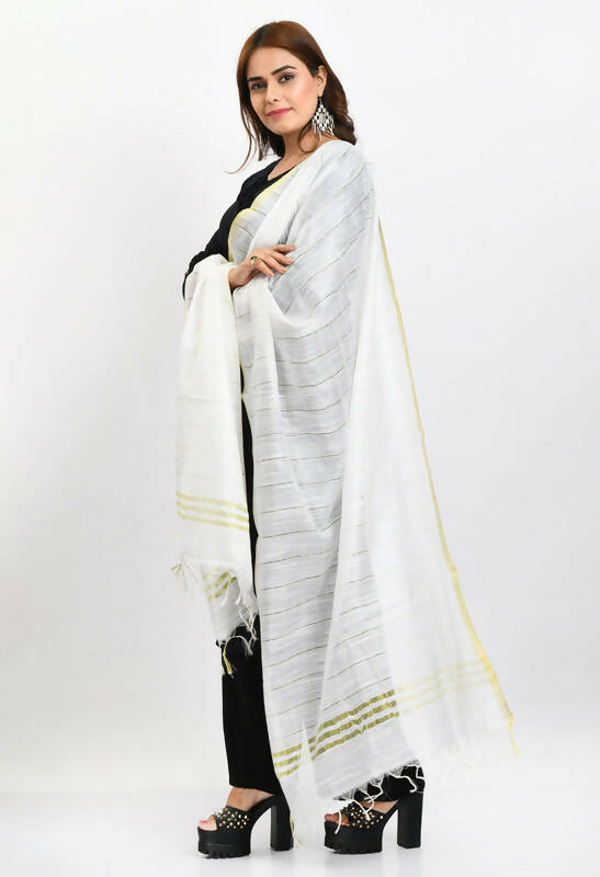 Mominos Fashion Moeza Women's Cotton Zari Box White Dupatta - Distacart