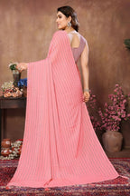 Aafreen Partywear Designer Peach Rangoli Silk Fancy Saree