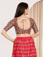Joban Fashion Grey Jacquard Padded Blouse With Round Neck Elbow Sleeves - Distacart