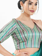 Joban Fashion Pista Multi Brocade Padded Blouse With V Neck Elbow Sleeves - Distacart