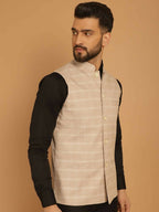 Even Apparels Nehru Jacket With Welt Pockets - Beige