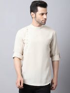 Even Apparels Cream Pure Cotton Kurta With Side Placket - Distacart