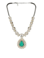 Kundan and Emerald Center Piece Neckpiece- Ruby Raang