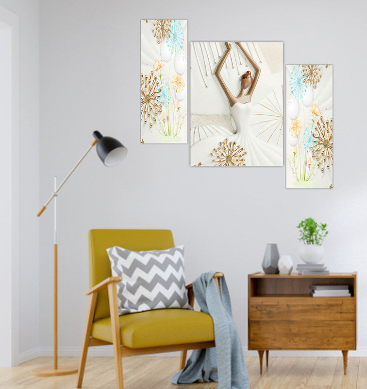 Tehzeeb Creations Set Of 3 Digital Wall Painting