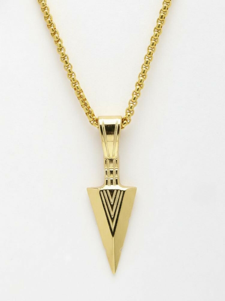 NVR Men's Arrow Shaped Gold Plated Pendant with Chain - Distacart
