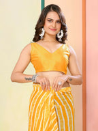 Yellow Georgette Designer Printed Ready To Wear Saree - Elite