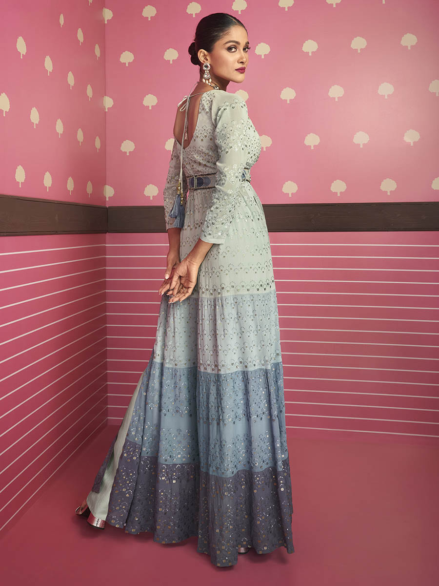 Myra Dusty Grey Real Georgette Designer Suit
