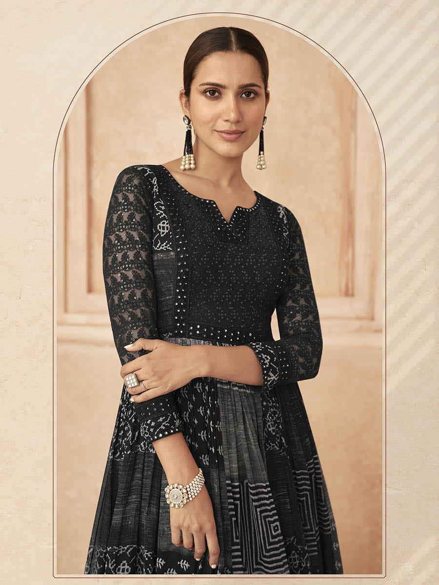 Myra Black Real Georgette Designer salwar kameez