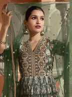 Myra Multicolour Real Georgette Designer Gown Style Suit - Distacart