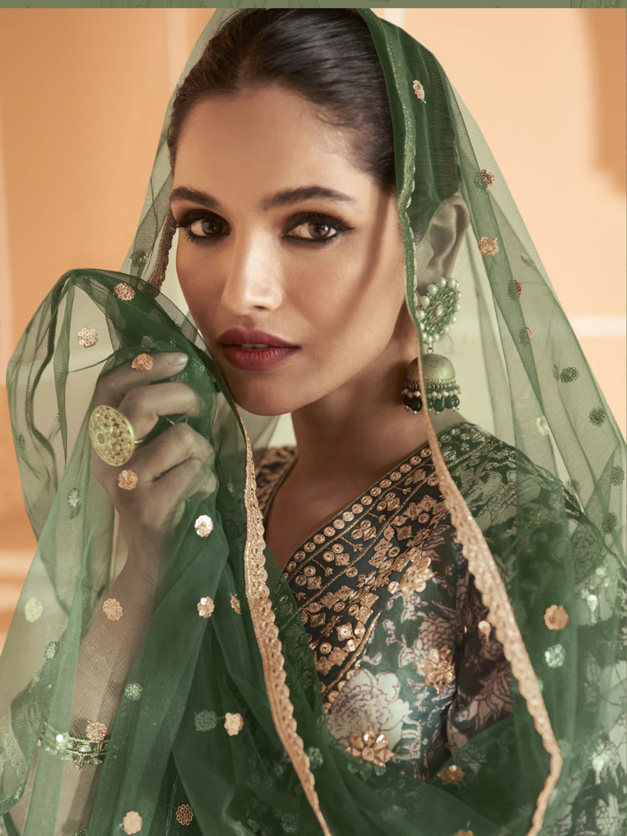 Myra Multicolour Real Georgette Designer Gown Style Suit - Distacart
