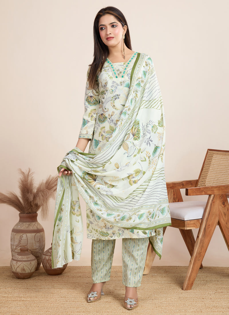 Prazu Fashion Off White Printed Cotton Blend Festival Wear Salwar Suit - Distacart