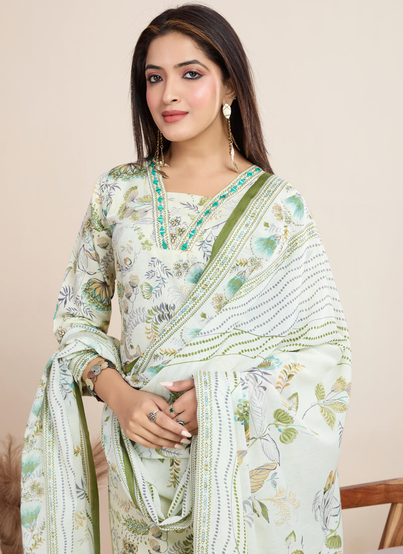 Prazu Fashion Off White Printed Cotton Blend Festival Wear Salwar Suit - Distacart