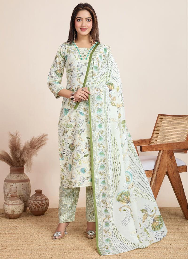 Prazu Fashion Off White Printed Cotton Blend Festival Wear Salwar Suit - Distacart