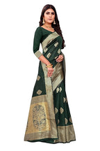 Vamika Weaving Banarasi Jacquard Green Kanjivaram Saree