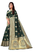 Vamika Weaving Banarasi Jacquard Green Kanjivaram Saree