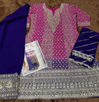 Aarshi Fashions Rose Pink Pure Georgette Full Stitched Suit