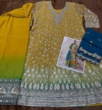 Aarshi Fashions Yellow Pure Georgette Full Stitched Suit