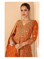 Aarshi Fashions Orange Pure Georgette Full Stitched Suit