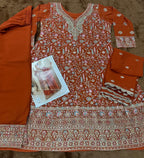 Aarshi Fashions Orange Pure Georgette Full Stitched Suit