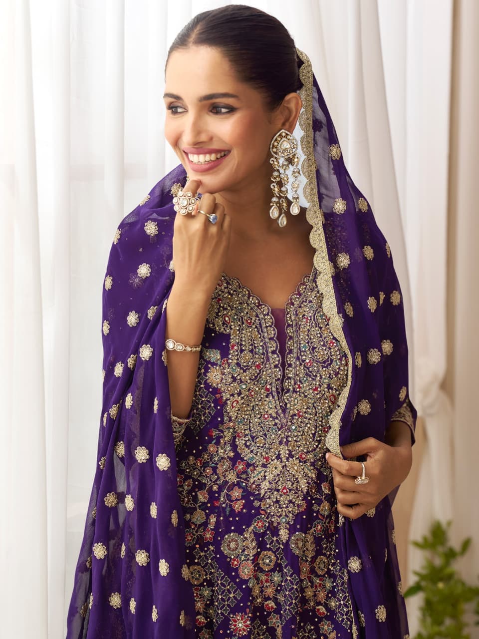 Aarshi Fashions Dark Blue Pure Georgette Full Stitched Suit