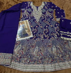Aarshi Fashions Dark Blue Pure Georgette Full Stitched Suit