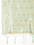 Janasya Sea Green Chanderi Silk Polka Design Woven Design Saree