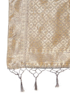Janasya Grey Chanderi Silk Floral Woven Design Saree