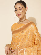 Janasya Light Yellow Chanderi Silk Woven Ethnic Motifs Chanderi Silk Saree - Distacart