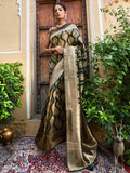 Janasya Bottle Green Organza Woven Ethnic Motifs Kanjeevaram Saree - Distacart