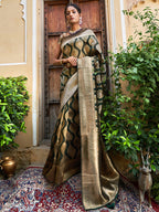 Janasya Bottle Green Organza Woven Ethnic Motifs Kanjeevaram Saree - Distacart