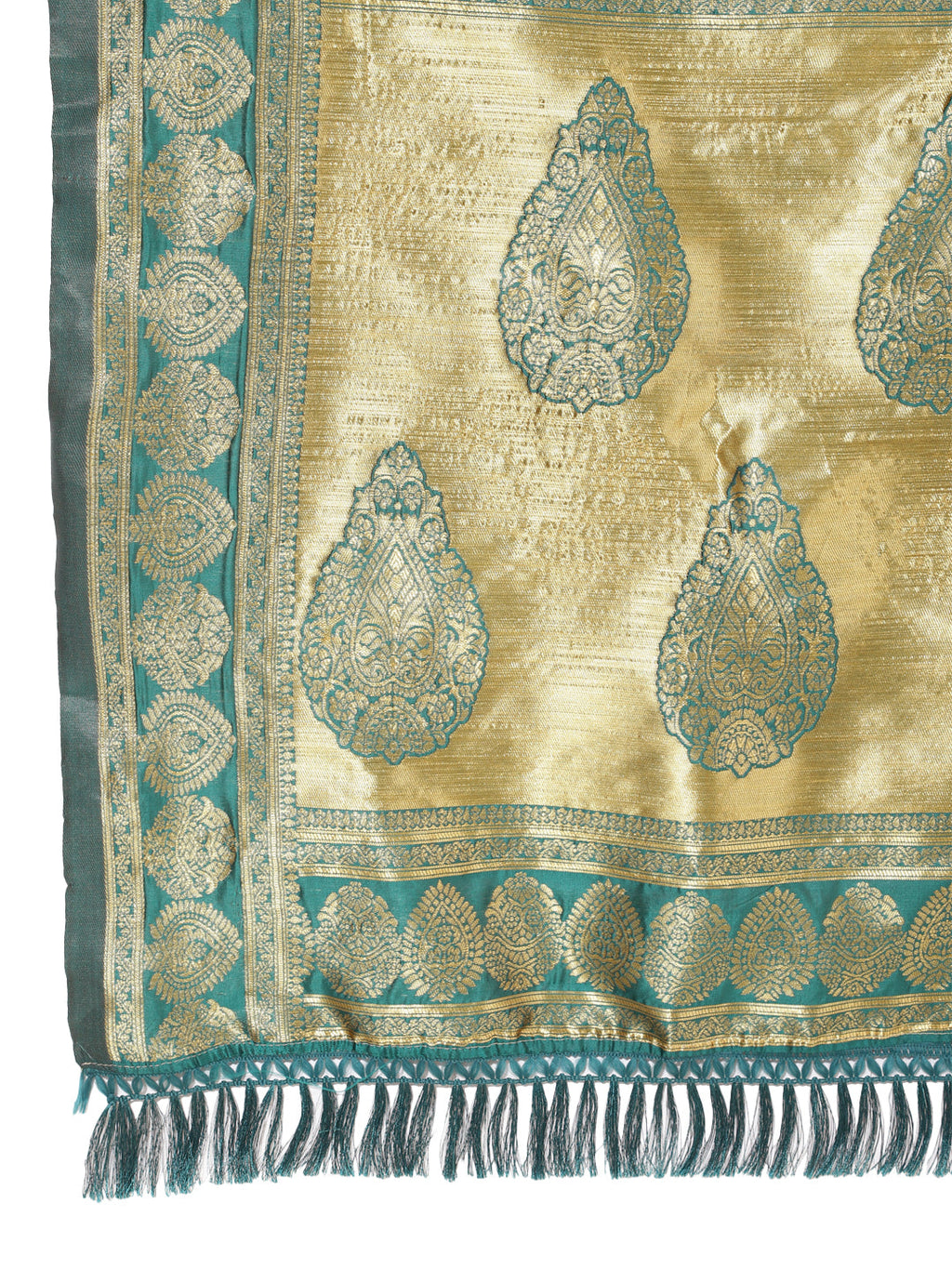 Janasya Peacock Green Silk Woven Ethnic Motifs Banarasi Silk Saree - Distacart