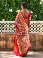 Janasya Pink Paithani Silk Woven Bagh Design Paithani Silk Saree