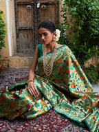 Janasya Green Paithani Silk Woven Bagh Design Paithani Silk Saree