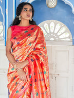 Janasya Pink Paithani Silk Woven Ethnic Motifs Paithani Silk Saree - Distacart