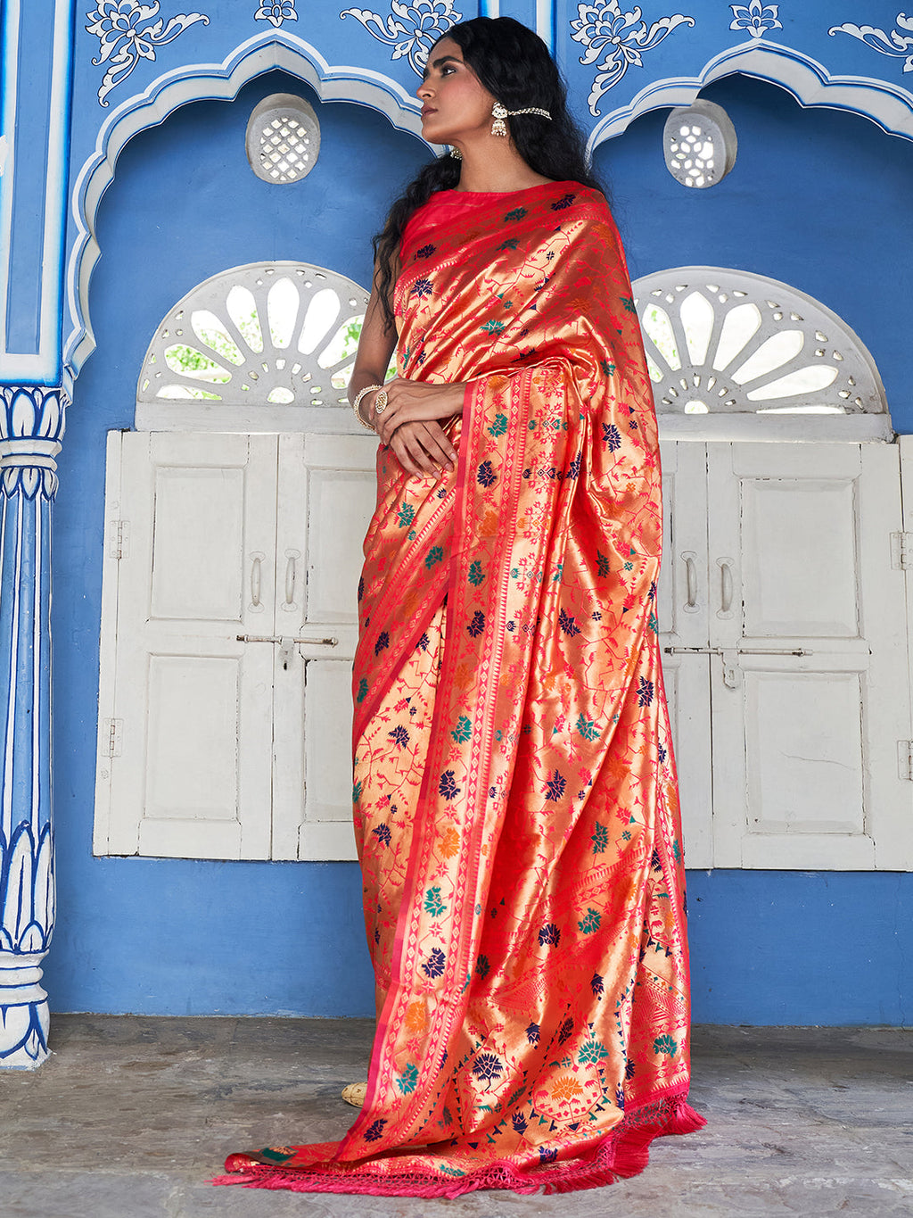 Janasya Pink Paithani Silk Woven Ethnic Motifs Paithani Silk Saree - Distacart