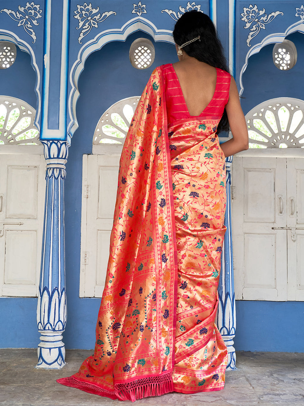 Janasya Pink Paithani Silk Woven Ethnic Motifs Paithani Silk Saree - Distacart