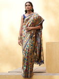 Janasya Golden Paithani Silk Woven Floral Design Paithani Silk Saree
